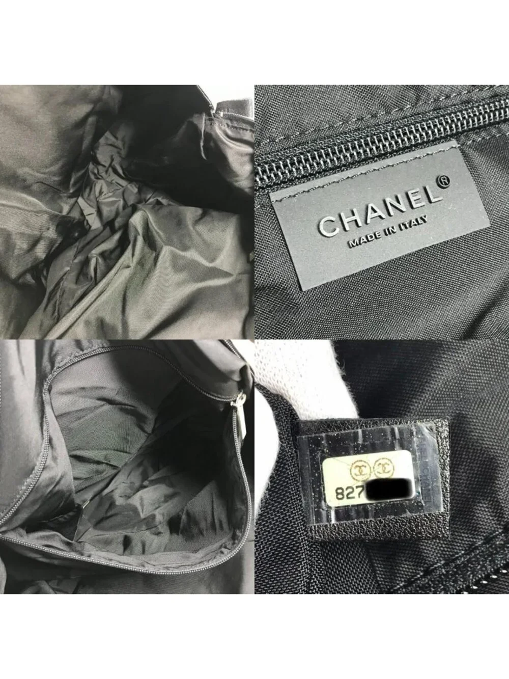 Chanel Boston Bag Logo Nylon Gray